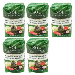 5,5 kg Sól Kłodawska 5x 1,1kg  Kamienna Naturalna Do Przetworów Niejodowana do Kiszenia - Kopalnia Soli Kłodawa 1100 g