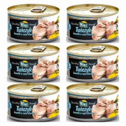 6 x Tuńczyk Kawałki w Sosie Własnym 170 g (120 g) - Kier