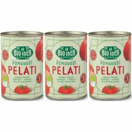 3 x Pomidory Pelati Bez Skóry w Puszce Bio 400 g (240 g)  - La Bio Idea
