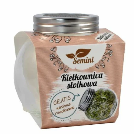 Kiełkownica Słoikowa+ Nasiona na Kiełki Rzodkiewka 8 g - Semini