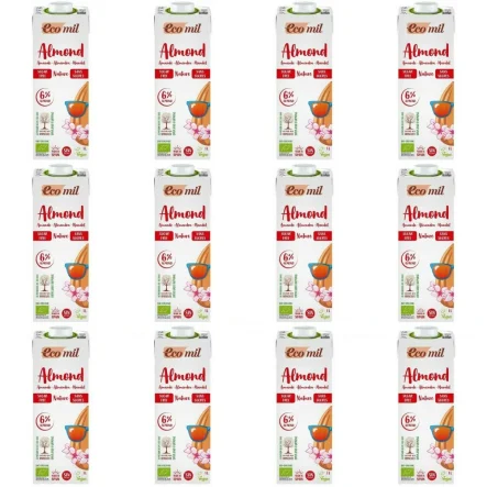 12 x Napój Migdałowy Bezglutenowy Niesłodzony Bio 1 l UHT - Ecomil
