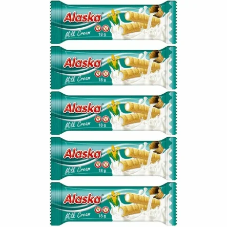 5 x Rurki Kukurydziane z Kremem Mlecznym Bezglutenowe 18 g - Alaska