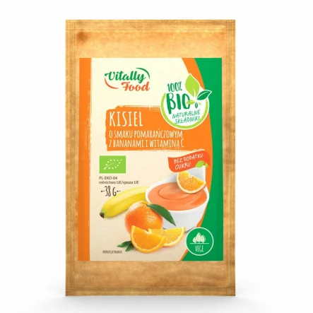 Bio Kisiel o Smaku Pomarańczowym z Bananami i Witaminą C 38 g - Vitally Food