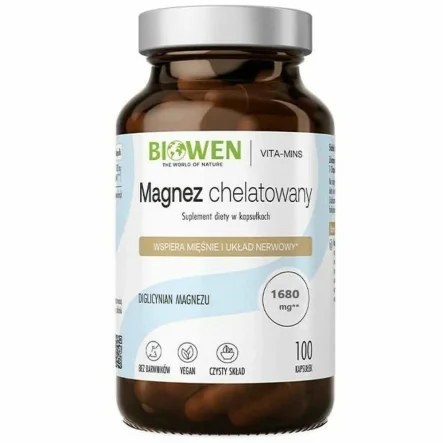 Magnez Chelatowany (Diglicynian Magnezu) 100 Kapsułek - Biowen