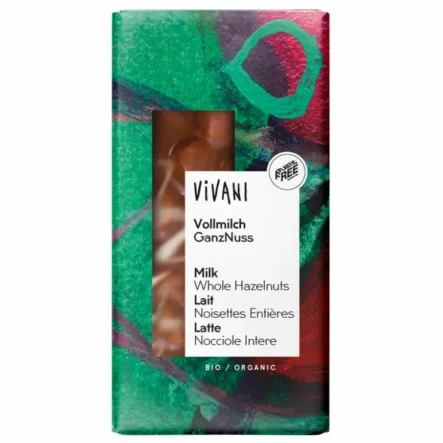 Czekolada Mleczna z Całymi Orzechami Laskowymi Bio 100 g - Vivani