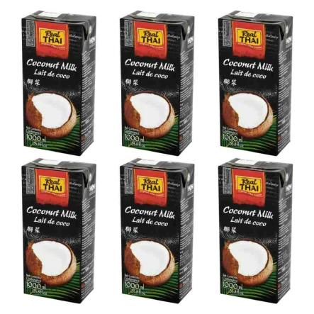 Zestaw 6 x Mleko Kokosowe UHT 85% Ekstrakt Kokosa 1L - RealThai