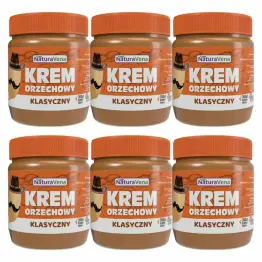 6 x Krem Orzechowy Klasyczny 100% Bez Dodatku Soli i Cukru 340 g - NaturAvena