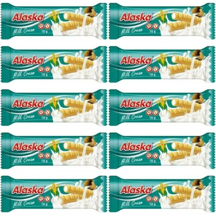 10 x Rurki Kukurydziane z Kremem Mlecznym Bezglutenowe 18 g - Alaska