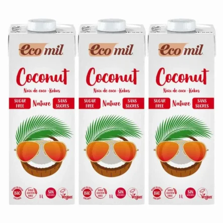 3 x Napój Kokosowy Bezglutenowy Niesłodzony Bio 1 l Ecomil