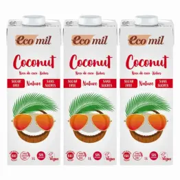 3 x Napój Kokosowy Bezglutenowy Niesłodzony Bio 1 l Ecomil