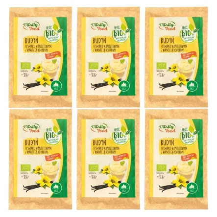 Zestaw 6 x Budyń o Smaku Waniliowym z Wanilią Bourbon Bio 38 g - Vitally Food