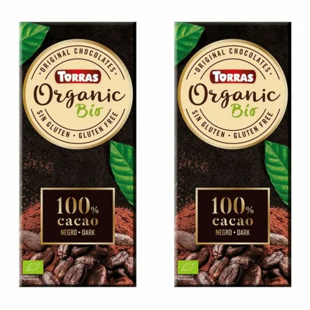 2 x Czekolada Gorzka 100% Kakao Bez Dodatku Cukru BIO 100 g - Torras
