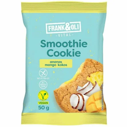 Ciastko Owsiane z Nadzieniem z Kokosa, Ananasa i Mango Bezglutenowe Bez Dodatku Cukru 50 g - Frank andOli