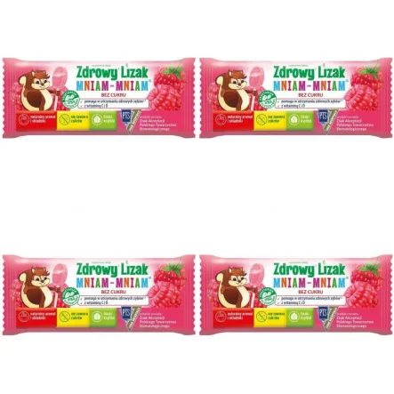 Zestaw 4 x Zdrowy Lizak Mniam-Mniam MALINA Łezka 6 g - Starpharma