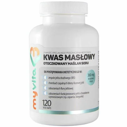 Kwas Masłowy (Otoczkowany Maślan Sodu) 120 Kapsułek - MyVita