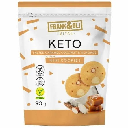 KETO Ciasteczka Słony Karmel z Migdałami Bezglutenowe Bez Dodatku Cukru 90 g - Frank and Oli