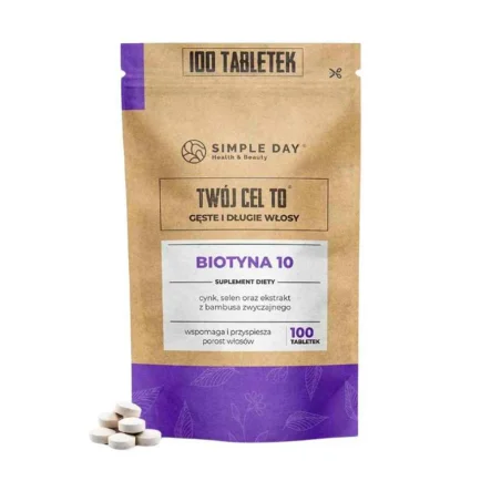 Biotyna 10 Twój Cel To Długie i Gęste Włosy 100 Tabletek - Simple Day