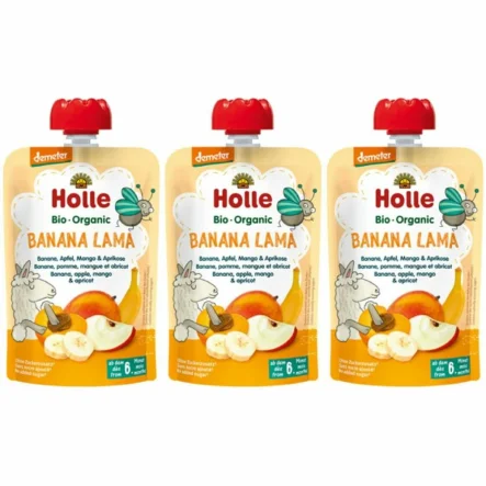 3 x Mus Owocowy Bananowa Lama (Banan Jabłko Mango Morela) Bio Demeter 100 g - Holle