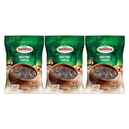 Zestaw 3 x Duże Rodzynki Thompson Niesiarkowane 1 kg - Targroch