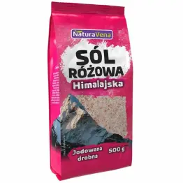 Sól Himalajska Różowa Drobna Jodowana 500 g - Naturavena