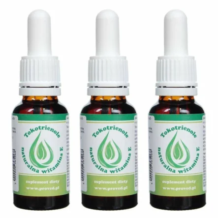 Zestaw 3 x Tokotrienole - Naturalna Witamina E w Kroplach 20 ml - Proved 