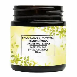 Naturalna Świeca Sojowa - Pomarańcza, Cytryna, Mandarynka, Grejpfrut, Sosna 120 ml - Vitafarm