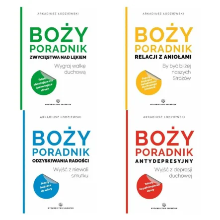 Zestaw Książek: Boży Poradnik Zwycięstwa nad Lękiem - Arkadiusz Łodziewski + Boży Poradnik Relacji z Aniołami - Arkadiusz Łodziewski + Boży Poradnik Odzyskiwania Radości - Arkadiusz Łodziewski + Boży Poradnik Antydepresyjny - Arkadiusz Łodziewski