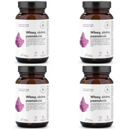 4x  Kolagen Rybi NatiCol (Włosy, Skóra, Paznokcie) 60 Kapsułek - Aura Herbals