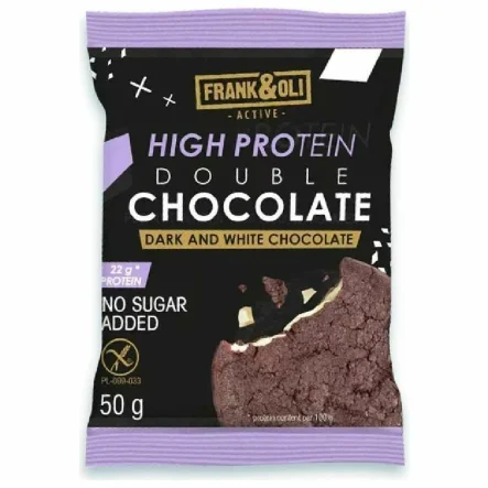 Ciastko Proteinowe Podwójna Czekolada Bez Dodatku Cukru Bezglutenowe 50 g  - Frank and Oli