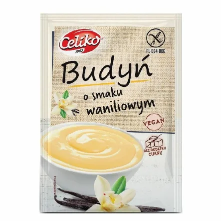 Budyń o Smaku Waniliowym Bezglutenowy Bez Dodatku Cukru 40 g - Celiko