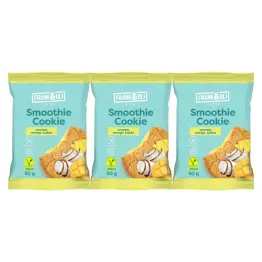 3 x Ciastko Owsiane z Nadzieniem z Kokosa, Ananasa i Mango Bezglutenowe Bez Dodatku Cukru 50 g - Frank andOli