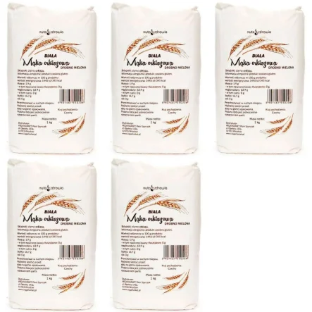 5 x Mąka Orkiszowa Biała Drobna 1 kg Vegamarket