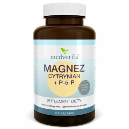 Magnez Cytrynian+ P-5-P 100 Kapsułek - Medverita