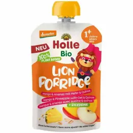 Mus Owocowy z Napojem Ryżowym i Zbożami Mango and  Ananas Bio Demeter 110 g - Holle