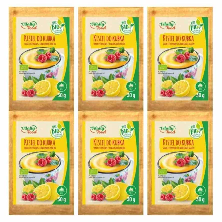 6 x Kisiel do Kubka Smak Cytrynowy z Kawałkami Malin BIO 30 g - Vitally Food