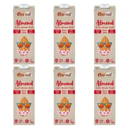 6 x Napój Migdałowy Classic Bez Dodatku Cukru Bio UHT 1 l Ecomil