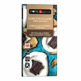 Czekolada Gorzka z Kokosem Bez Dodatku Cukru 75 g - Pure and  Good