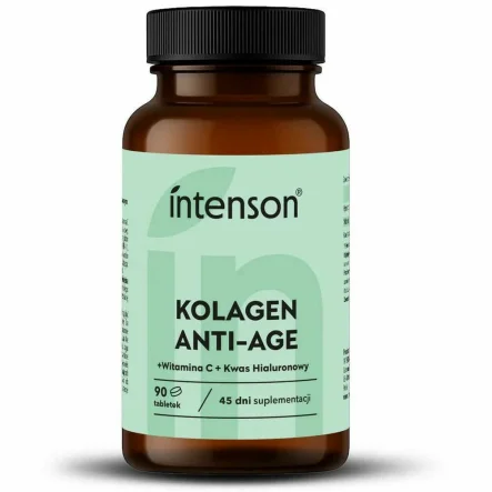 Kolagen Anti-Age z Witaminą C i Kwasem Hialuronowym 90 Tabletek - Intenson