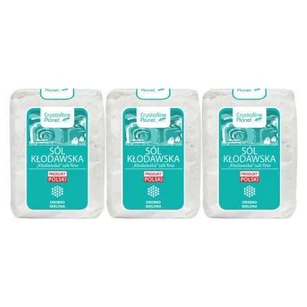 3 x Sól Kłodawska Drobno Mielona 600 g - Crystalline Planet