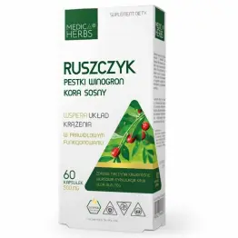 Ruszczyk plus Pestki Winogron plus  Kora Sosny 500 mg 60 Kapsułek - Medica Herbs
