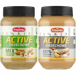 Pasta Orzechowa Active 100% Orzeszków 470 g - Primavika + Pasta Mix Orzechów ACTIVE Crunchy 470 g - Primavika