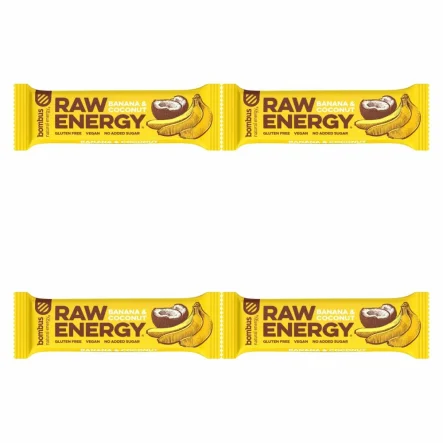 4 x Baton RAW Energy Banan Kokos Bezglutenowy 50 g Bombus Energy