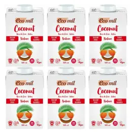6 x Napój Kokosowy Bez Dodatku Cukru Bio 500 ml - Ecomil