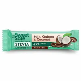 Baton Mleczna Czekolada, Quinoa i Kokos Bez Dodatku Cukru 25 g - Sweet and Safe