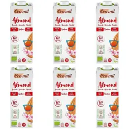 6 x Napój Migdałowy Bezglutenowy Niesłodzony Bio 1 l UHT - Ecomil