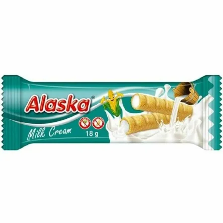 Rurki Kukurydziane z Kremem Mlecznym Bezglutenowe 18 g - Alaska