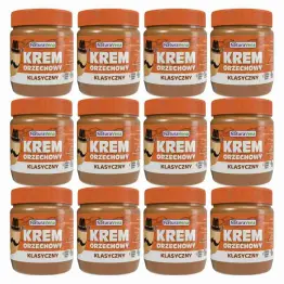 12 x Krem Orzechowy Klasyczny 100% Bez Dodatku Soli i Cukru 340 g - NaturAvena