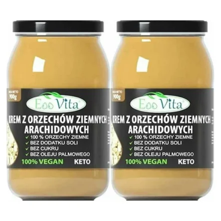 2 x Krem z Orzechów Ziemnych 100% 900 g - EOOVITA- Krem Orzechowy