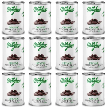 12 x Fasola Czerwona Kidney w Zalewie Bio 400 g (240 g) - Manfuso