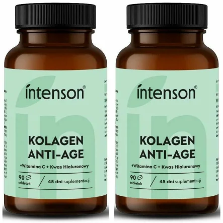 2 x Kolagen Anti-Age z Witaminą C i Kwasem Hialuronowym 90 Tabletek - Intenson